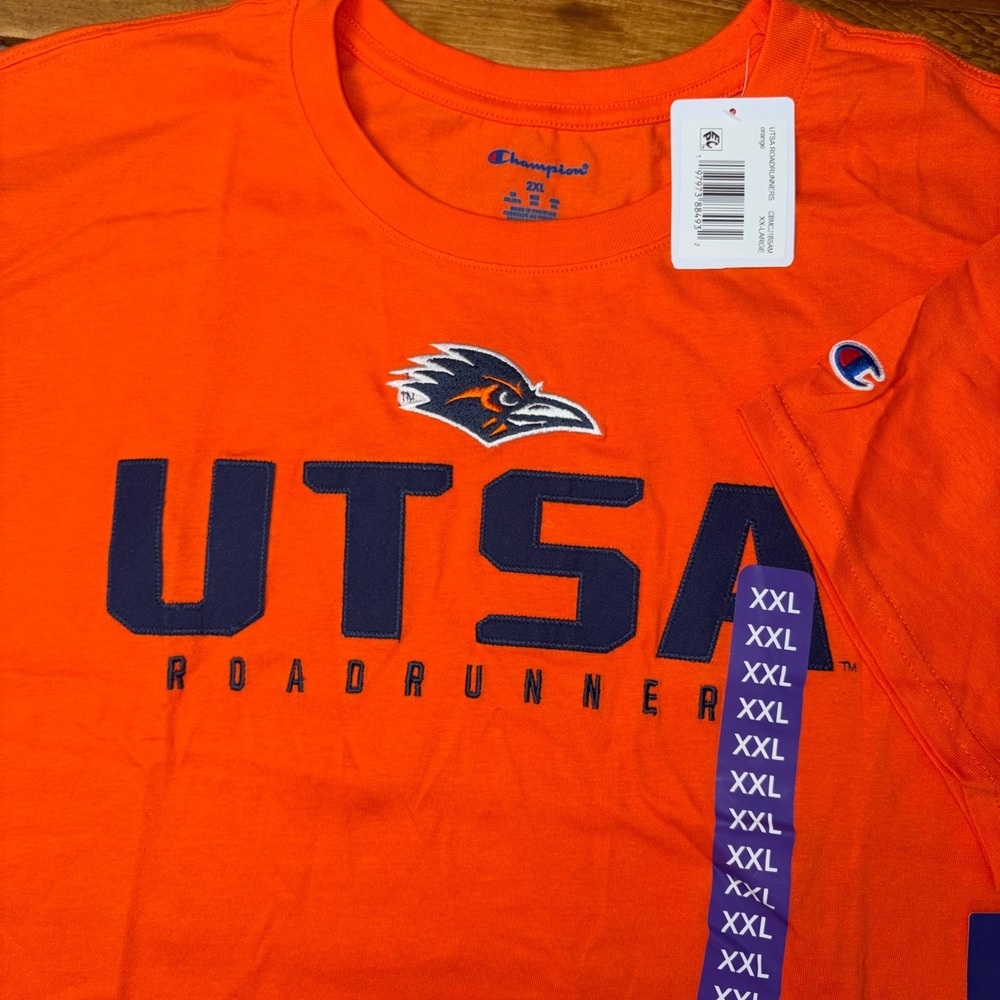 Champion UTSA Roadrunners T-Shirt Mens 2XL‎ Orange NCAA College Graphic Tee NEW